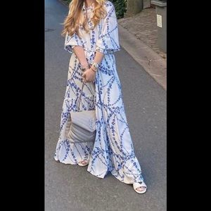 Misa revolve long white blue dress